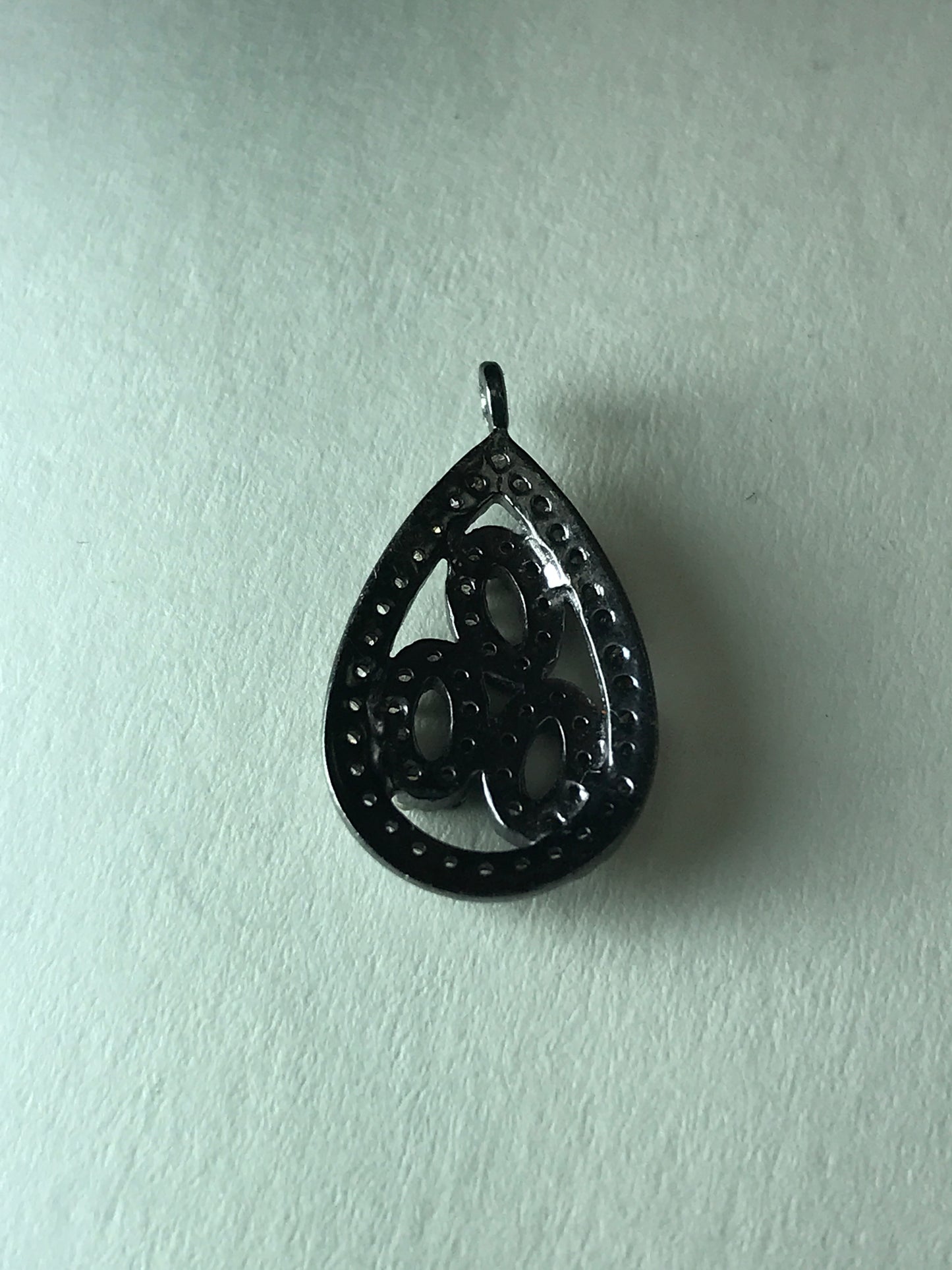 Triangle Diamond Charm .925 Oxidized Sterling Silver Diamond Charm, Genuine handmade pave diamond Charm Size Approx 0.48"(12 x 12 MM)