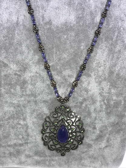 Tanzanite and Diamond Designer long Necklace