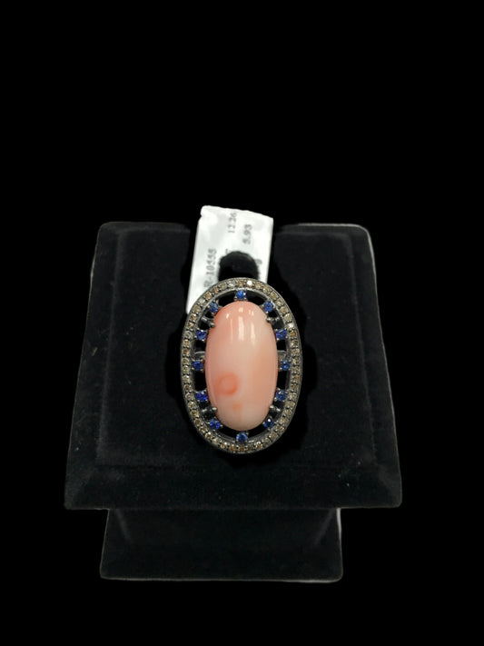 Coral and Diamond Ring