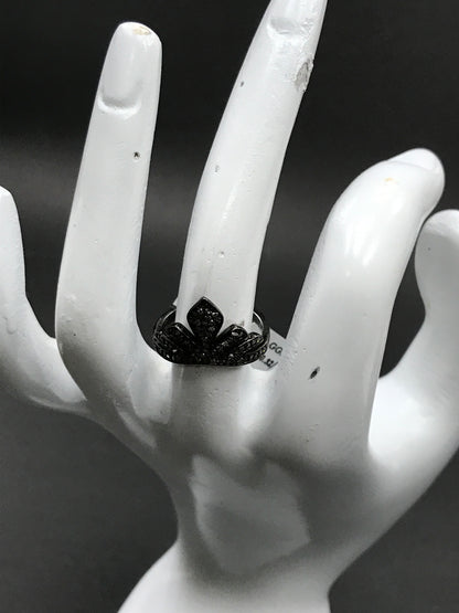 Diamond and Silver Black Rhodium Finish Rings