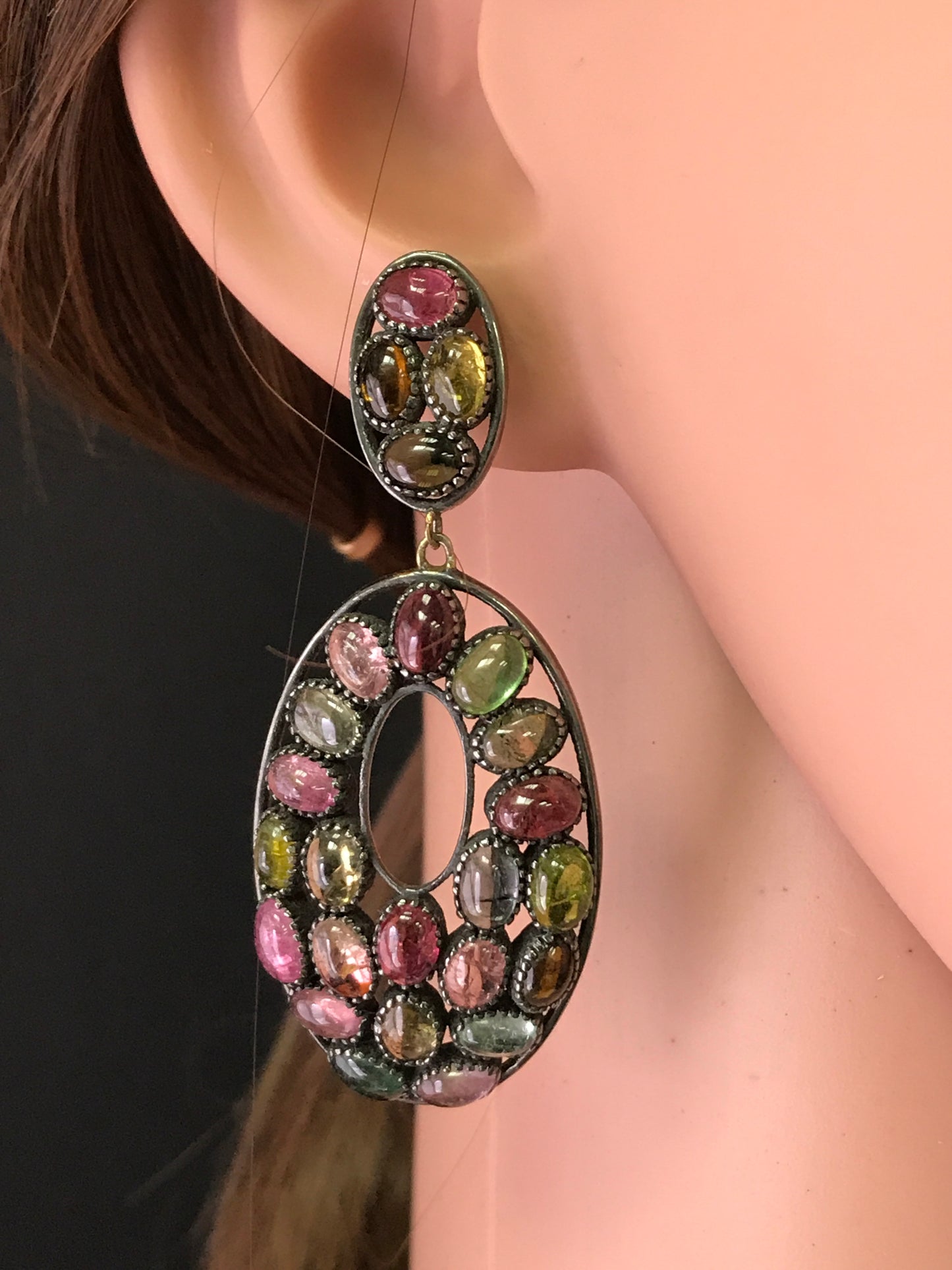 Oval Shape SterlingSilver Gemstone Earrings
