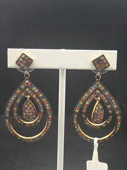 Diamond Silver Earring .925 Oxidized Sterling Silver Diamond Earring, Genuine handmade pave diamond Earring