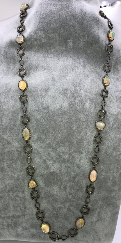 Opal and Diamond Designer Necklace