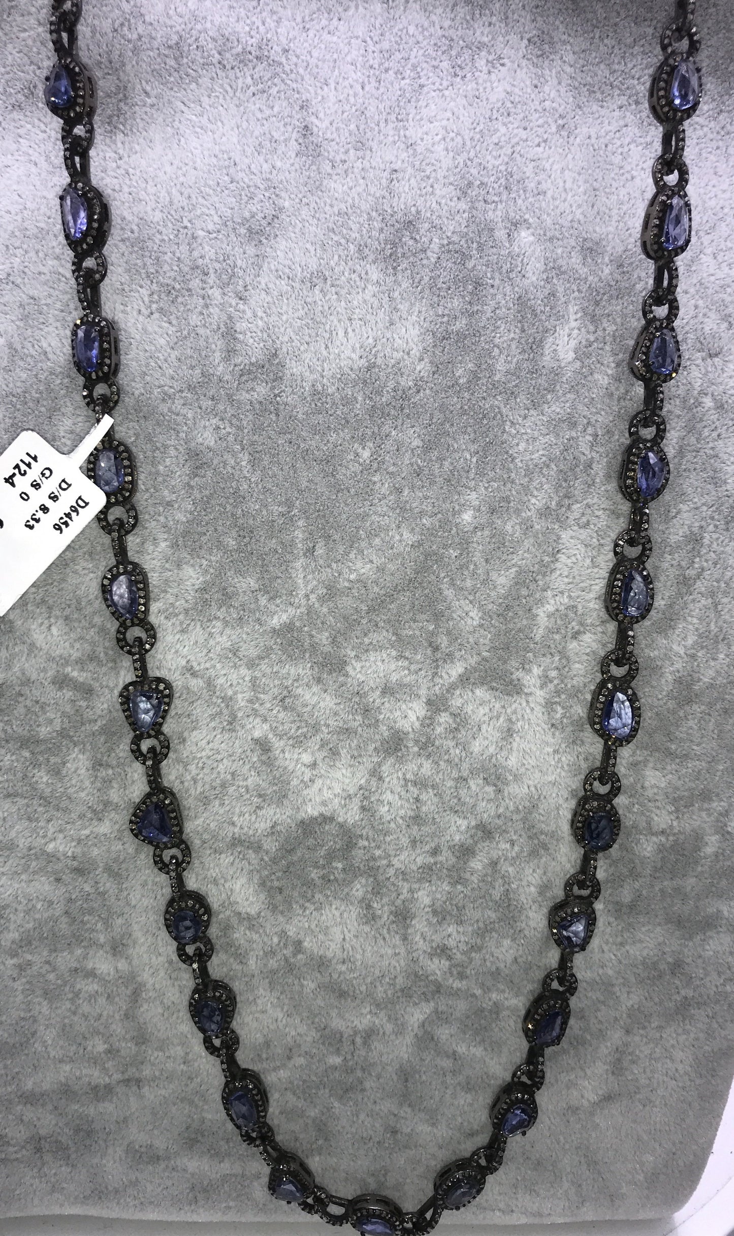 Blue Sapphire and Diamond Long Necklace