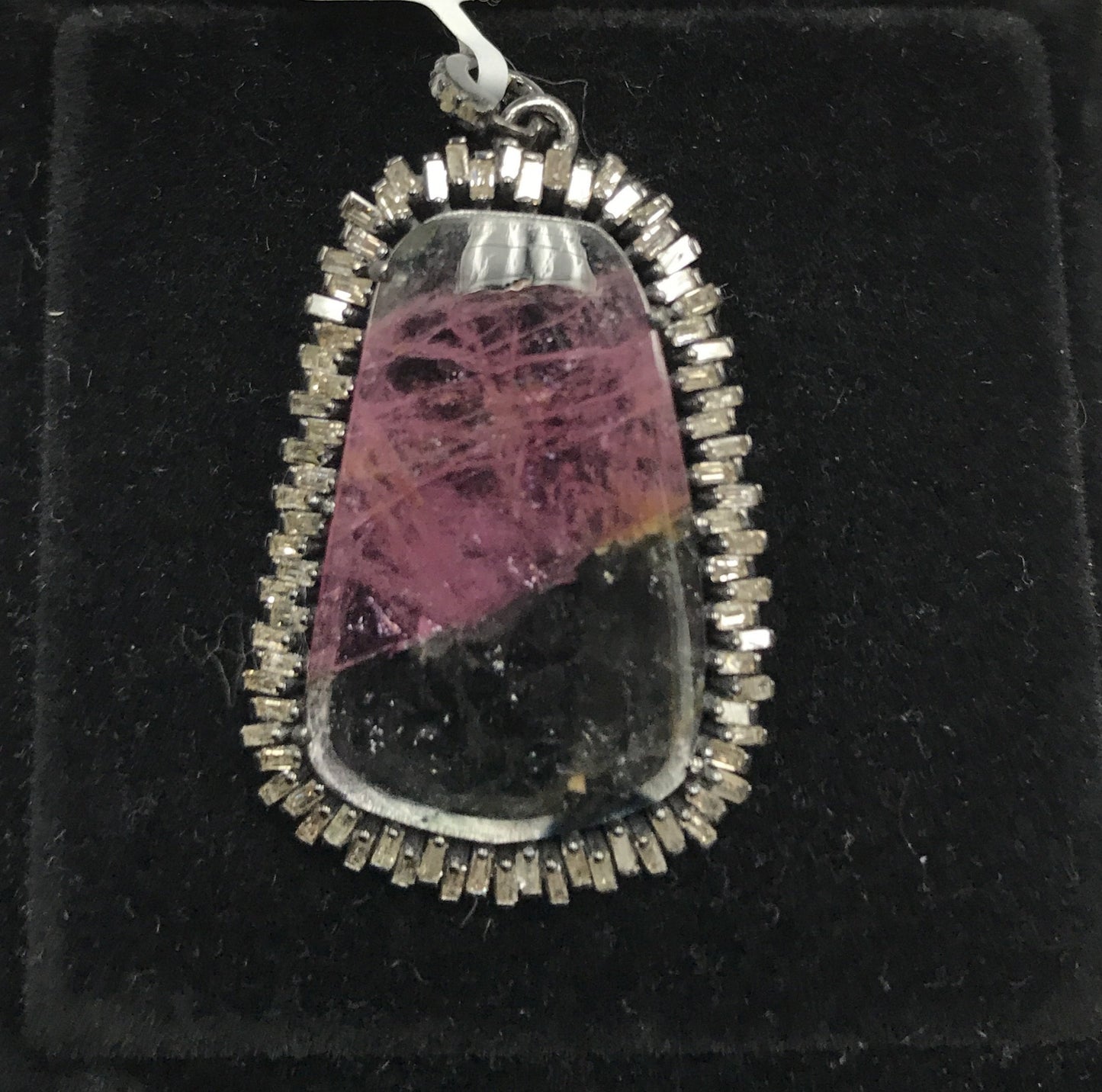Watermelon Tourmaline Diamond Pendant