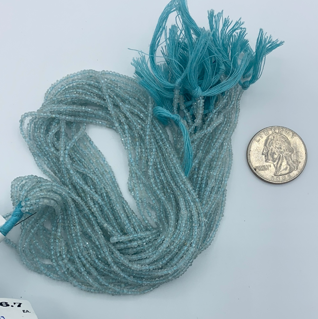 Aquamarine Beads Faceted Roundelle 4mm, Lasercut Faceted,