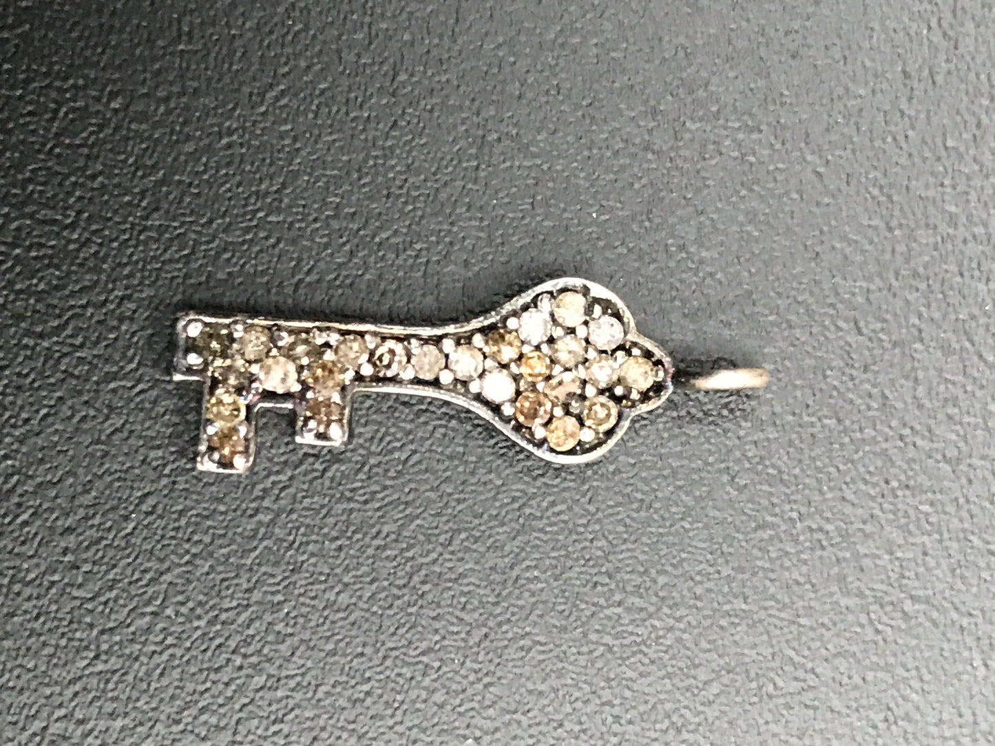 Key Shape Pave Diamond Charm .925 Oxidized Sterling Silver Diamond Charms, Genuine handmade pave diamond Charm Size 8x24 MM