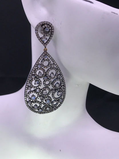 Diamond and Silver White Rainbow Moon Earring