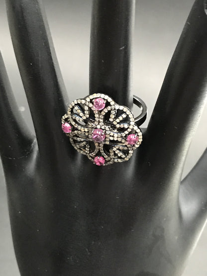Flower Pave Diamond Ring