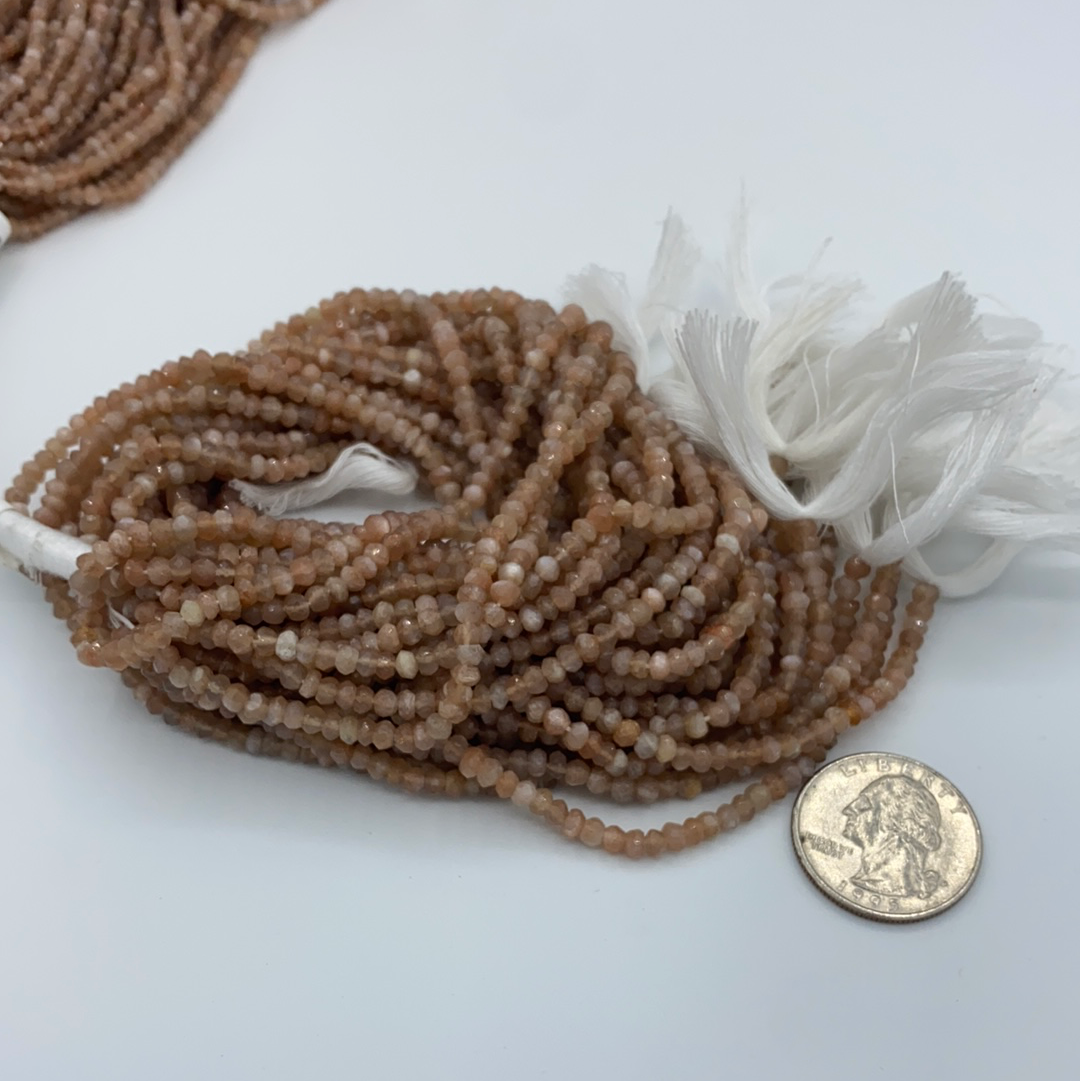 Moonstone, Peach Moonstone Beads Facetted 3-4mm