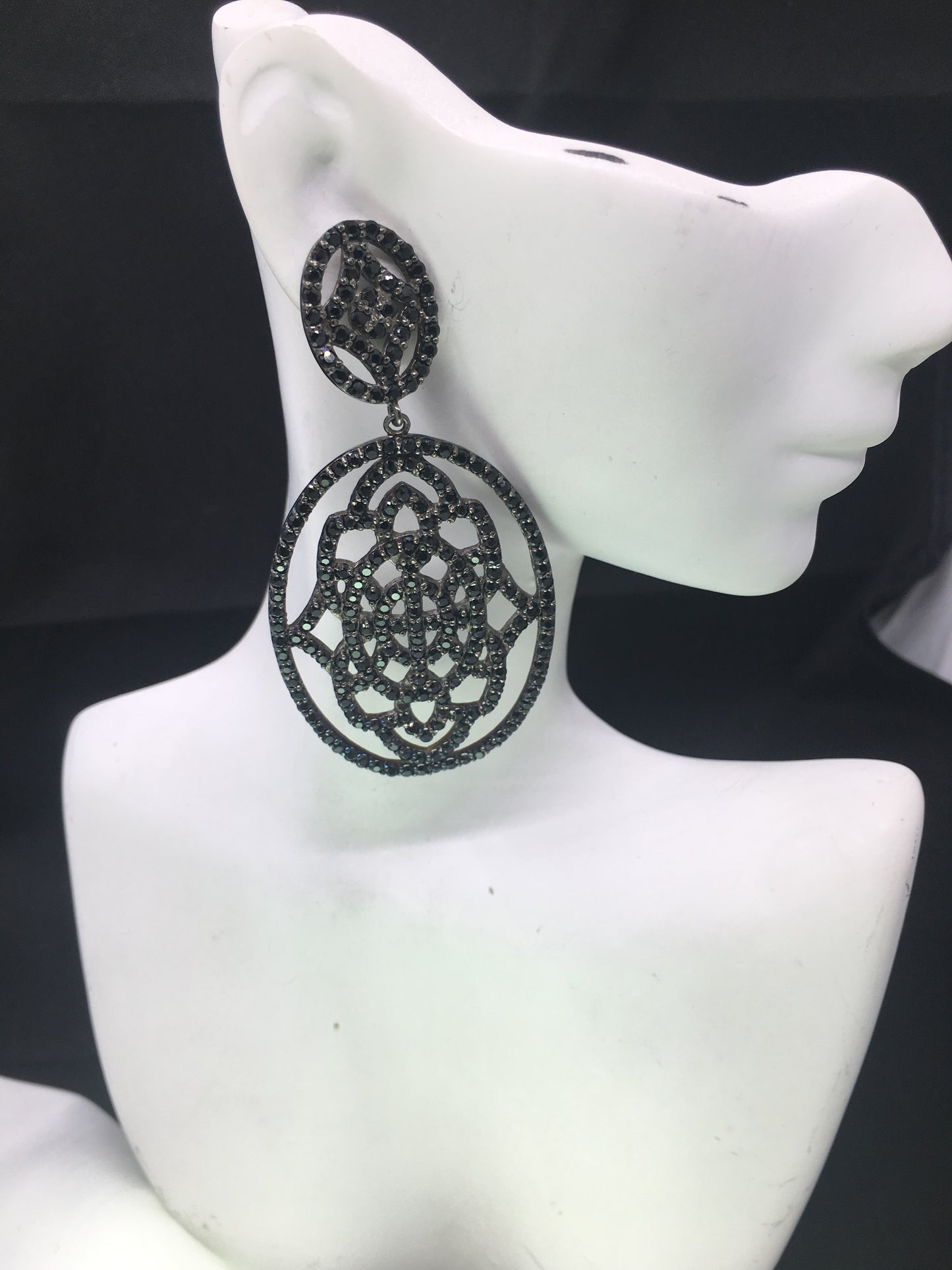 BLACK SPINEL 925 STERLING SILVER EARRINGS