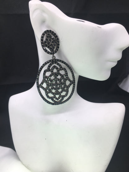 BLACK SPINEL 925 STERLING SILVER EARRINGS