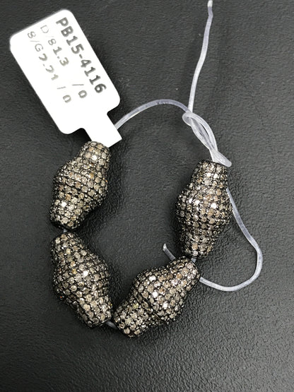 Fancy Shape Silver Pave Diamond Beads