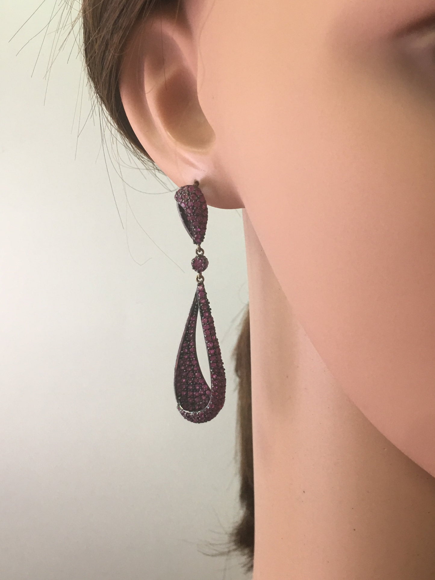 Diamond and Silver Black Rhodium Finish Earrings