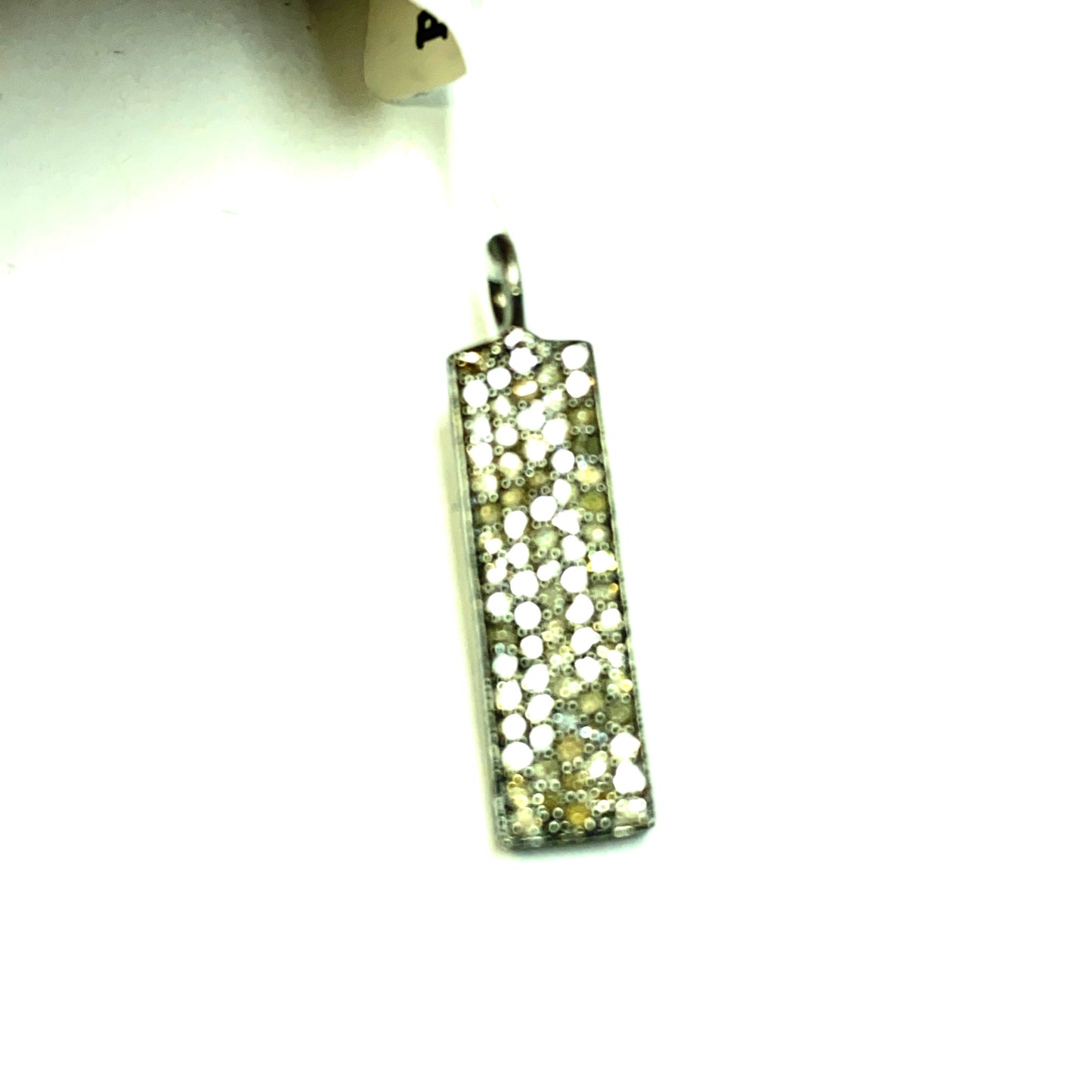 Rectangle Diamond Charms .925 Oxidized Sterling Silver Diamond Charms, Genuine handmade pave diamond Charm Size Approx 0.72"(6 x 18 mm)
