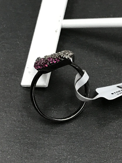 Diamond and Ruby Silver Black Rhodium Finish Rings