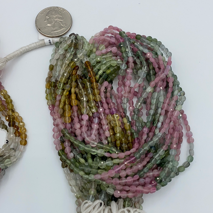 Tourmaline, Multi Tourmaline Faceted Beads Coin, Beads Coin Beads, Coin