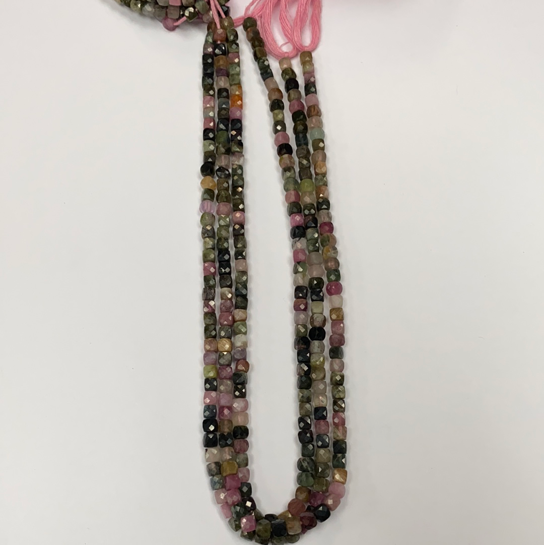 Tourmaline, Multi Tourmaline square, Tourmaline Beads facetted square