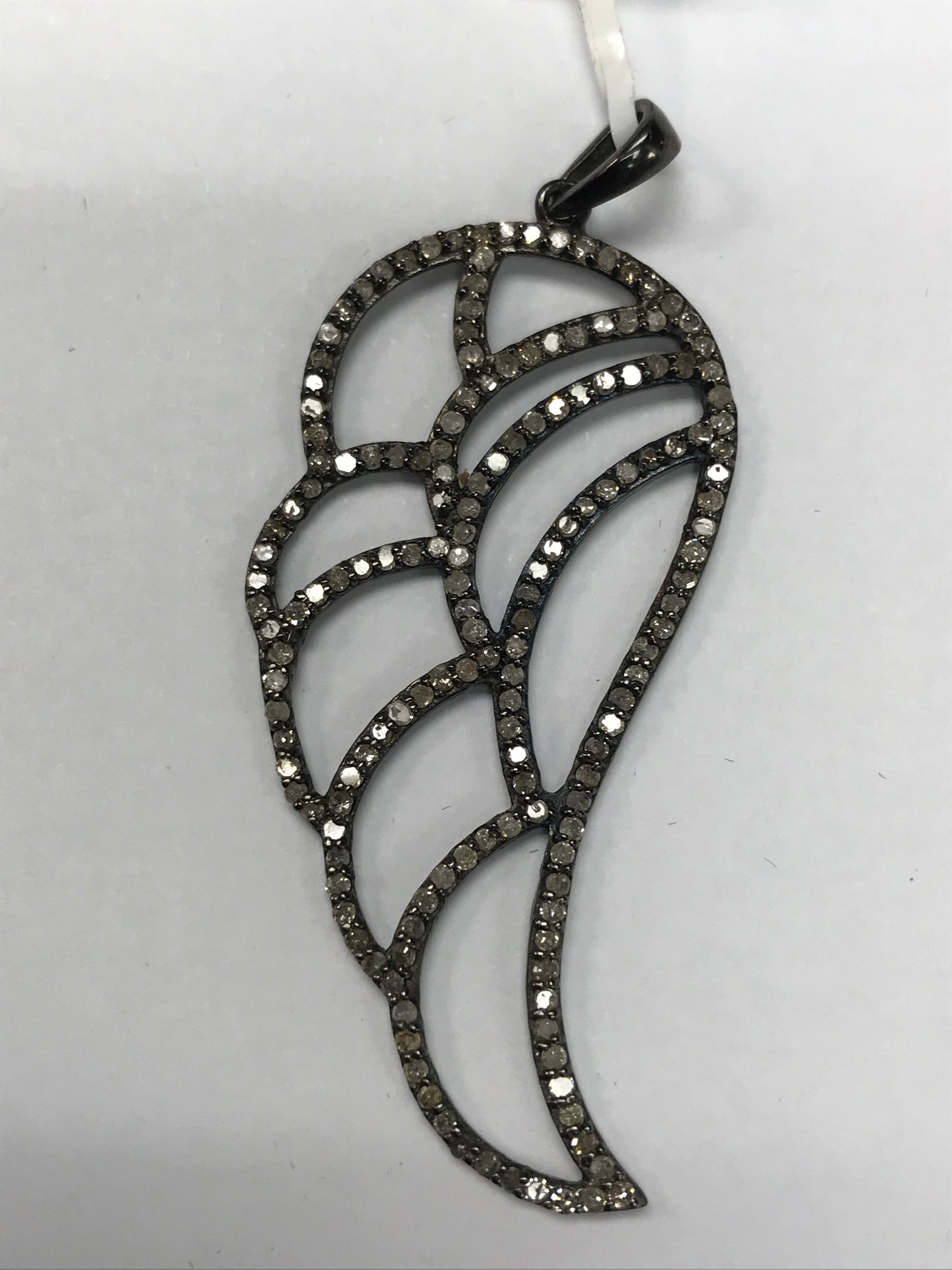 Wing Shape (Hollow Space) Silver and Diamond Pave  PENDANT & CHARMS