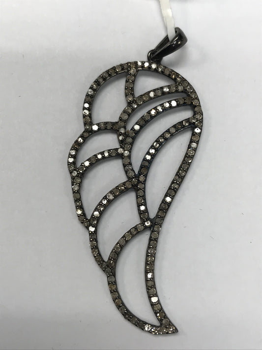 Wing Shape (Hollow Space) Silver and Diamond Pave  PENDANT & CHARMS