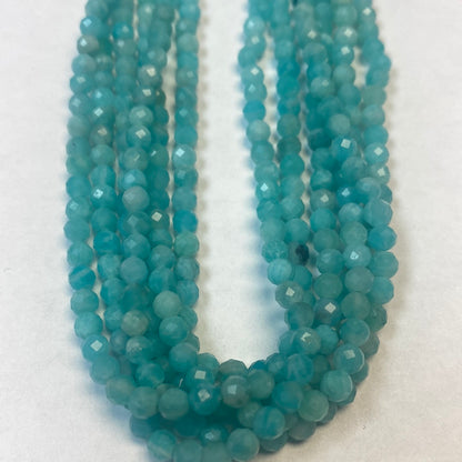 AMAZONITE BLUE BEADS ROUND FACETED 3-4MM