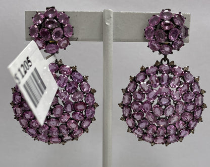 Round Diamond and Gemstone Earring