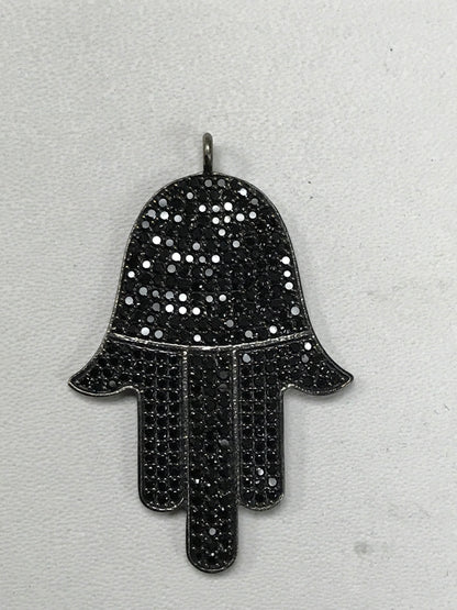 Hamsa Hand Black Spinel Charm