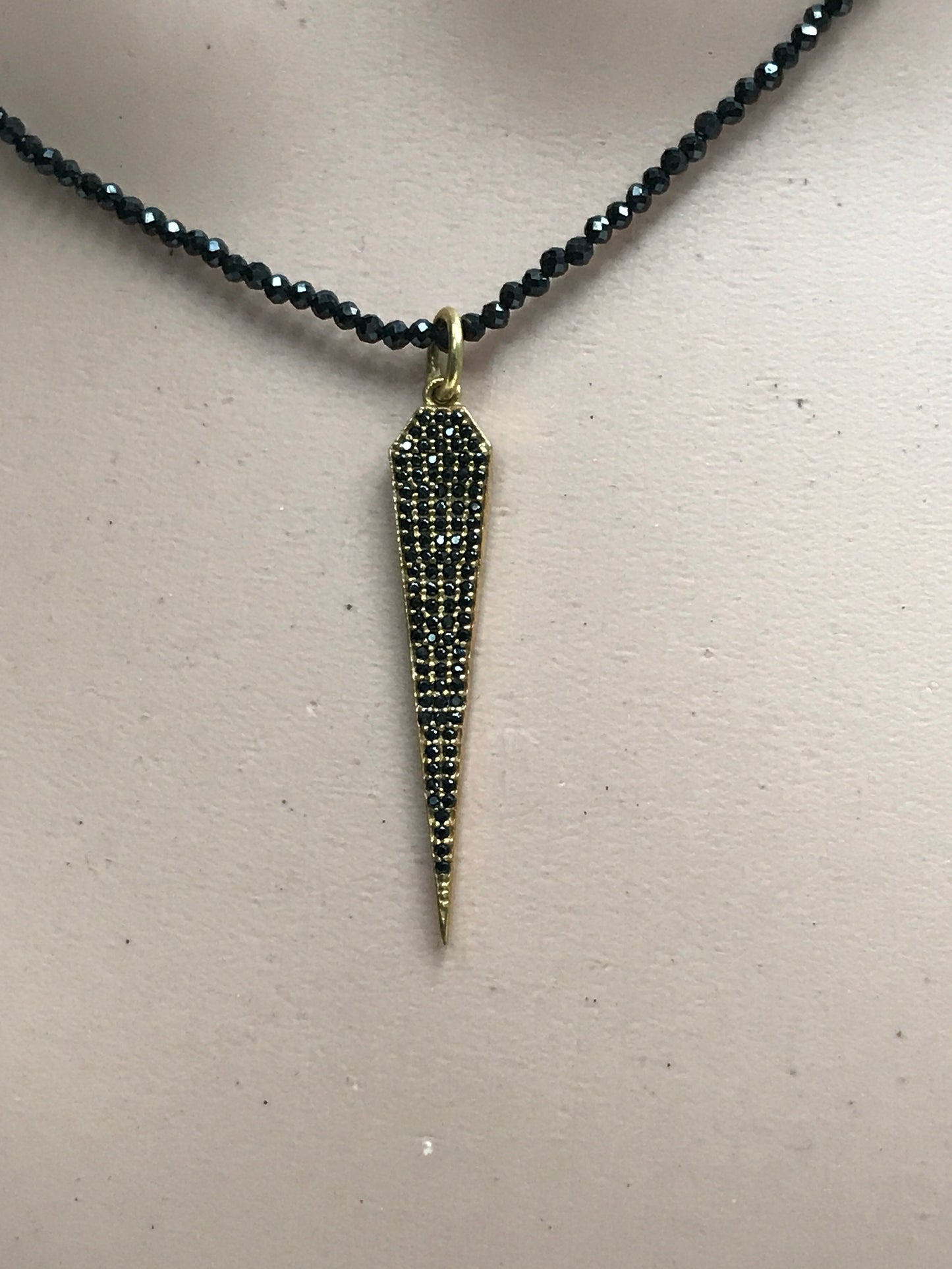 Spike Black Spinel Charm
