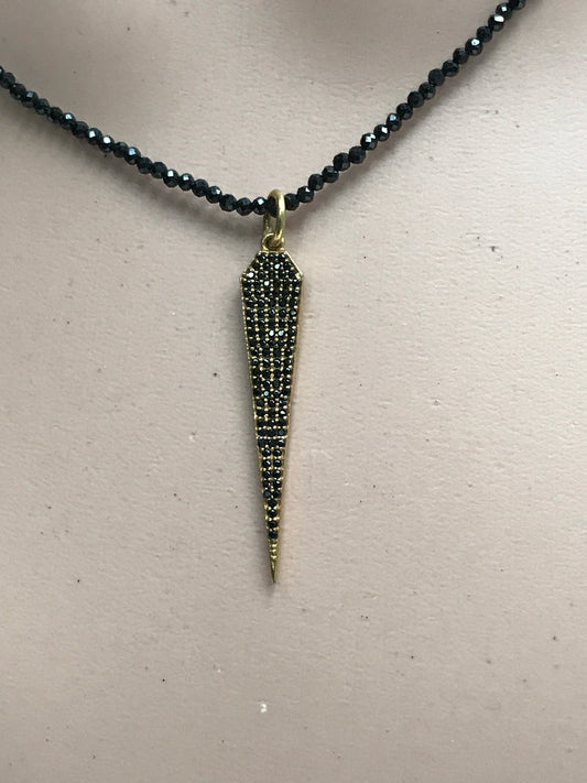 Spike Black Spinel Charm