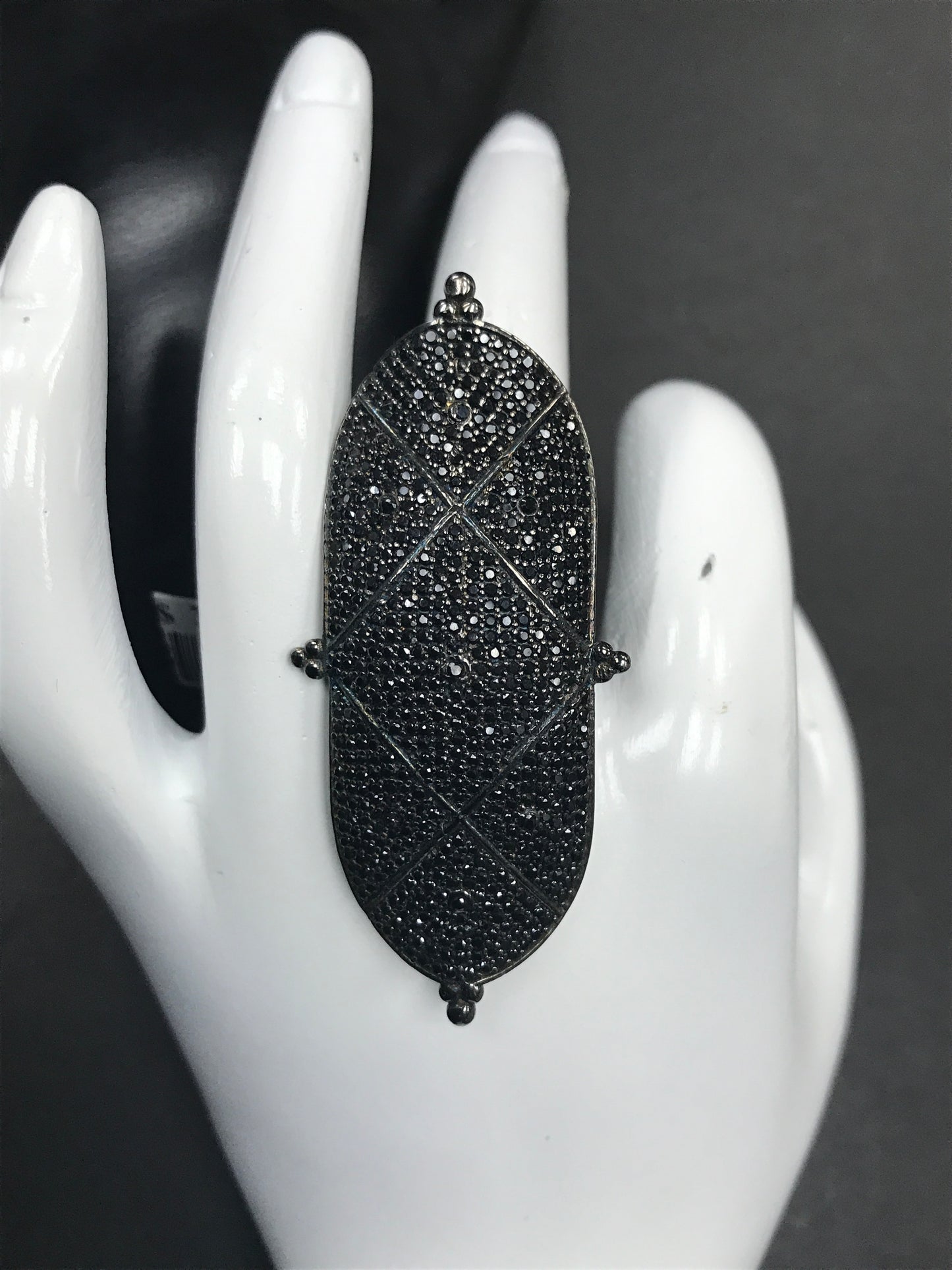 Oval Black Spinel Ring