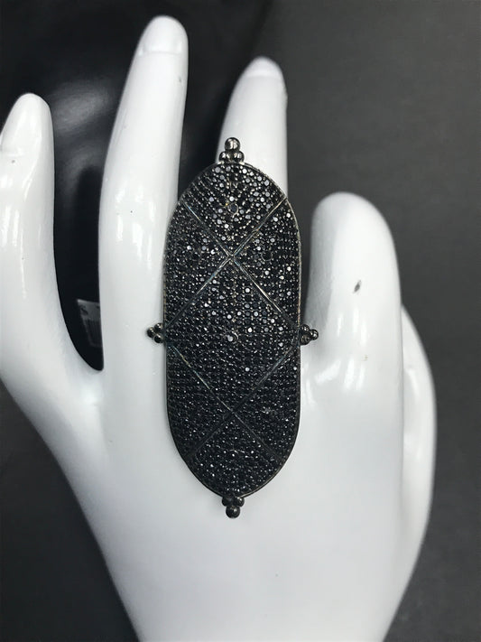 Oval Black Spinel Ring