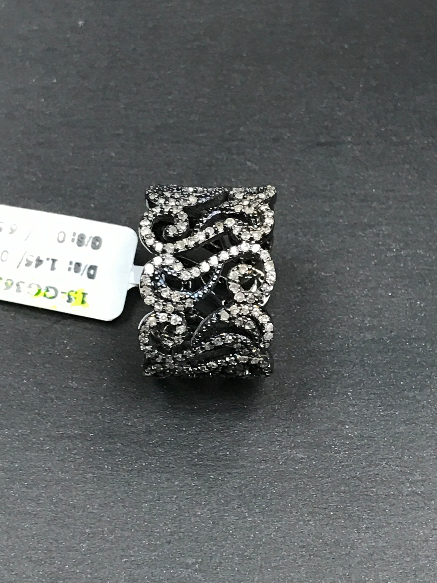 Diamond and Silver Black Rhodium Finish Rings