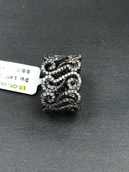 Diamond and Silver Black Rhodium Finish Rings
