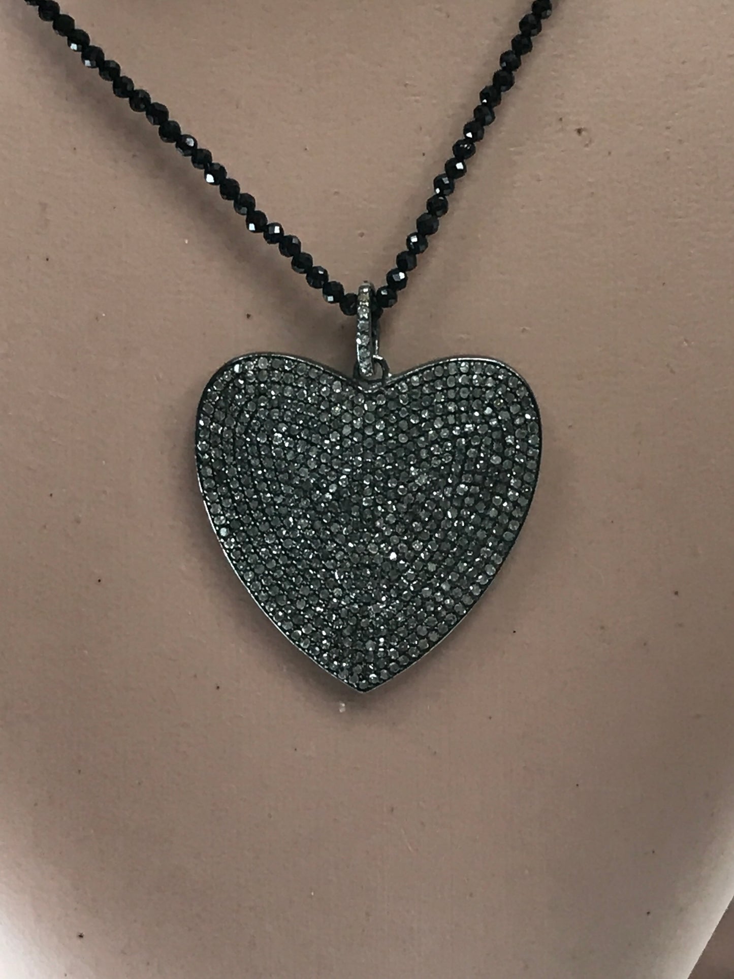 Diamond  Heart Shape Pendant, Pave Diamond Pendant, Pave Heart Shape Necklace, Approx 30 x  30mm. Sterling Silver