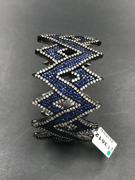 Diamond And Natural Blue Sapphire Bangles