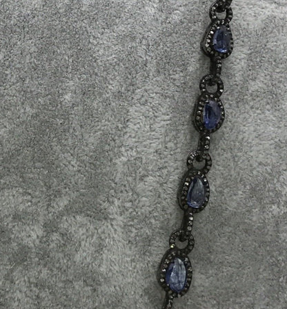 Blue Sapphire and Diamond Long Necklace