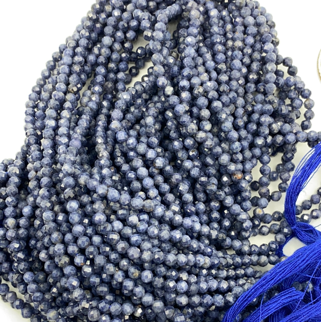 Sapphire, Blue Sapphire Beads Faceted Round, Round Faceted Beads,
