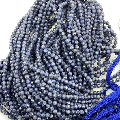 Sapphire, Blue Sapphire Beads Faceted Round, Round Faceted Beads,