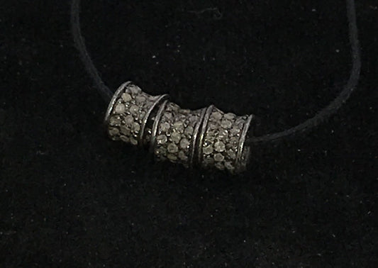 Cylindrical Shape Pave Diamond Beads