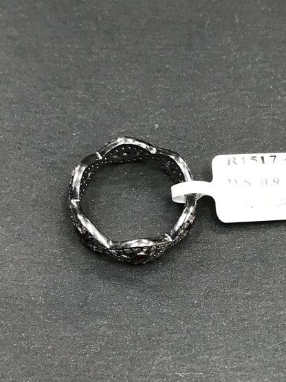 Pave Diamond Ring .925 Oxidized Sterling Silver Diamond Ring, Genuine handmade pave diamond Ring Size Approx 0.84"(6 x 21 MM)