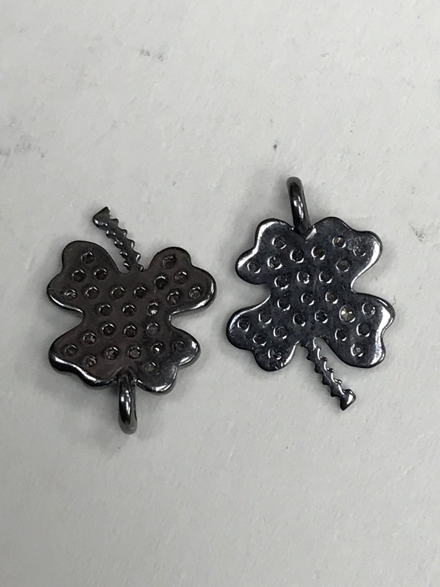 Flower Diamond charm .925 Oxidized Sterling Silver Diamond Charms, Genuine handmade pave diamond Charm Size 10 x 14 MM
