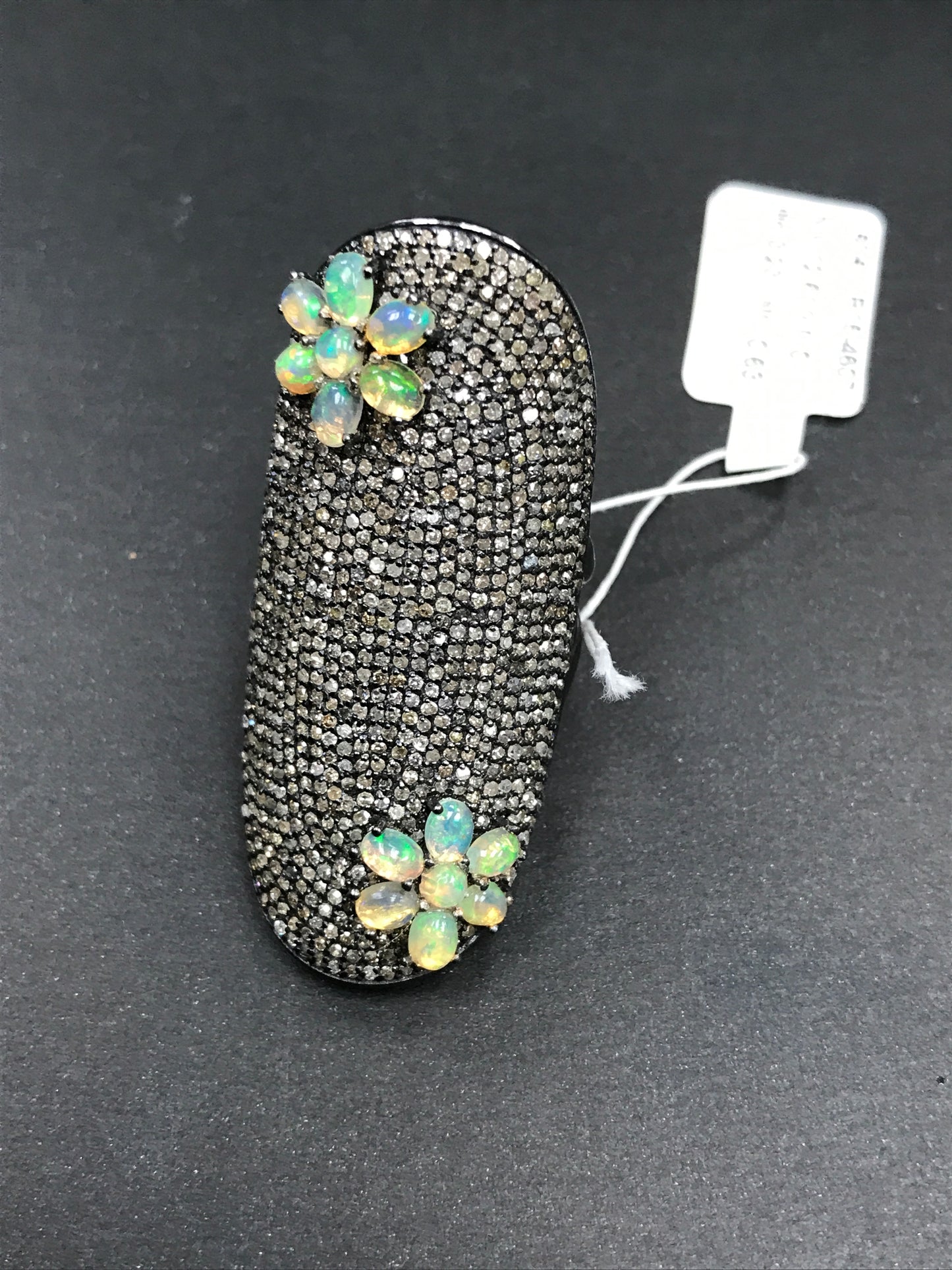 Silver Pave Diamond Ring .925 Oxidized Sterling Silver Diamond Ring, Genuine handmade pave diamond Ring Size Approx 1.80"(45 x 25 MM)