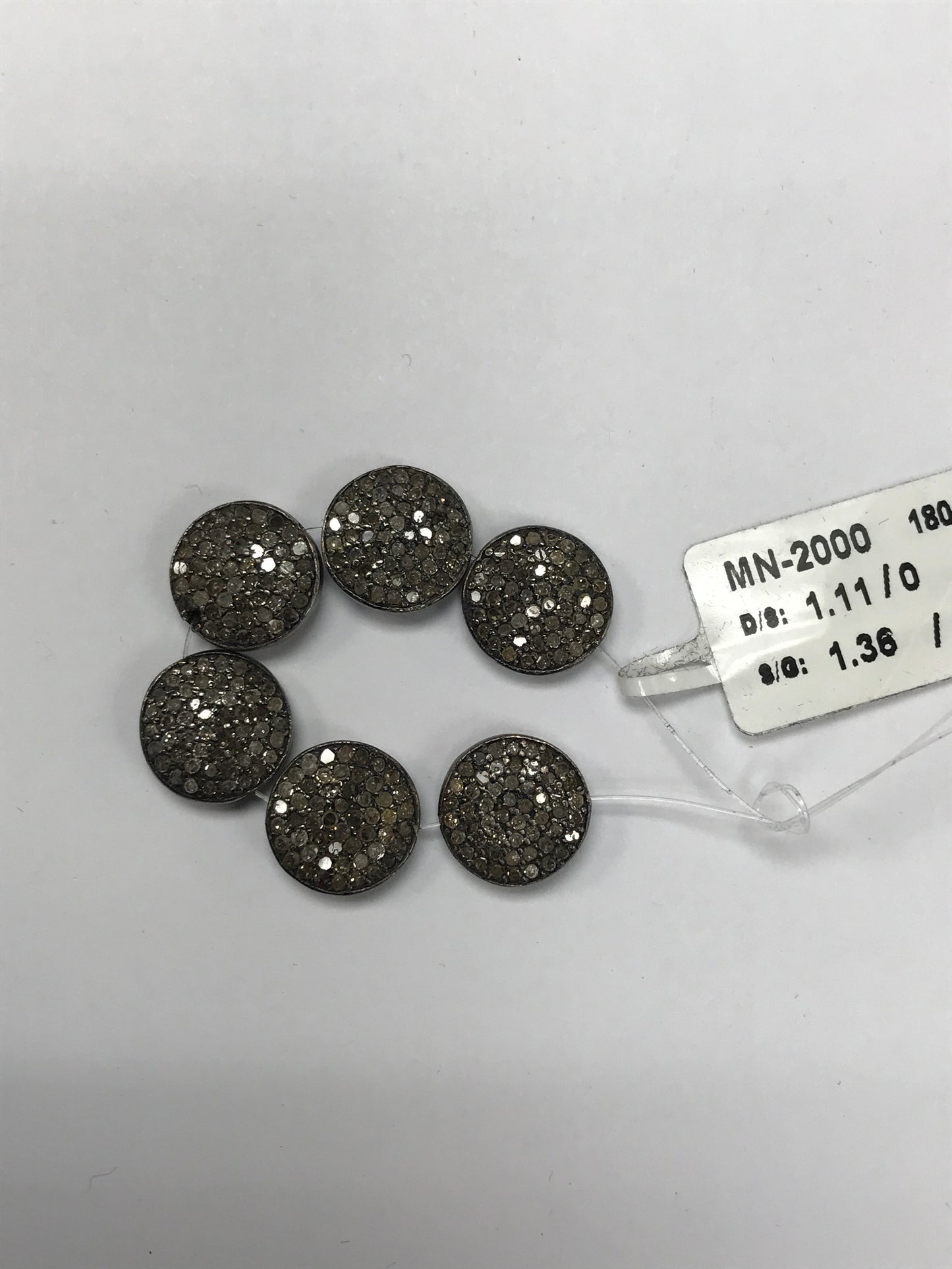 Silver and Diamond Pave  Pave Beads