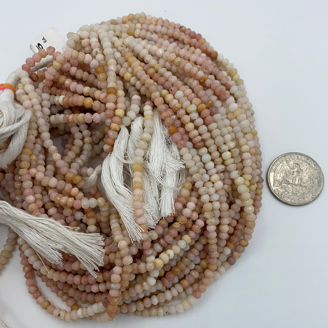 Opal, Pink Opal Roundel Beads Facetted 3-4mm