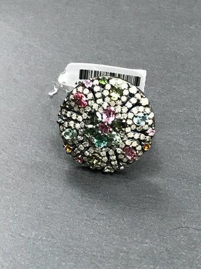 DIAMOND AND MULTI TOURMALINE RINGS