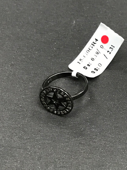 Diamond and Silver Black Rhodium Finish Ring