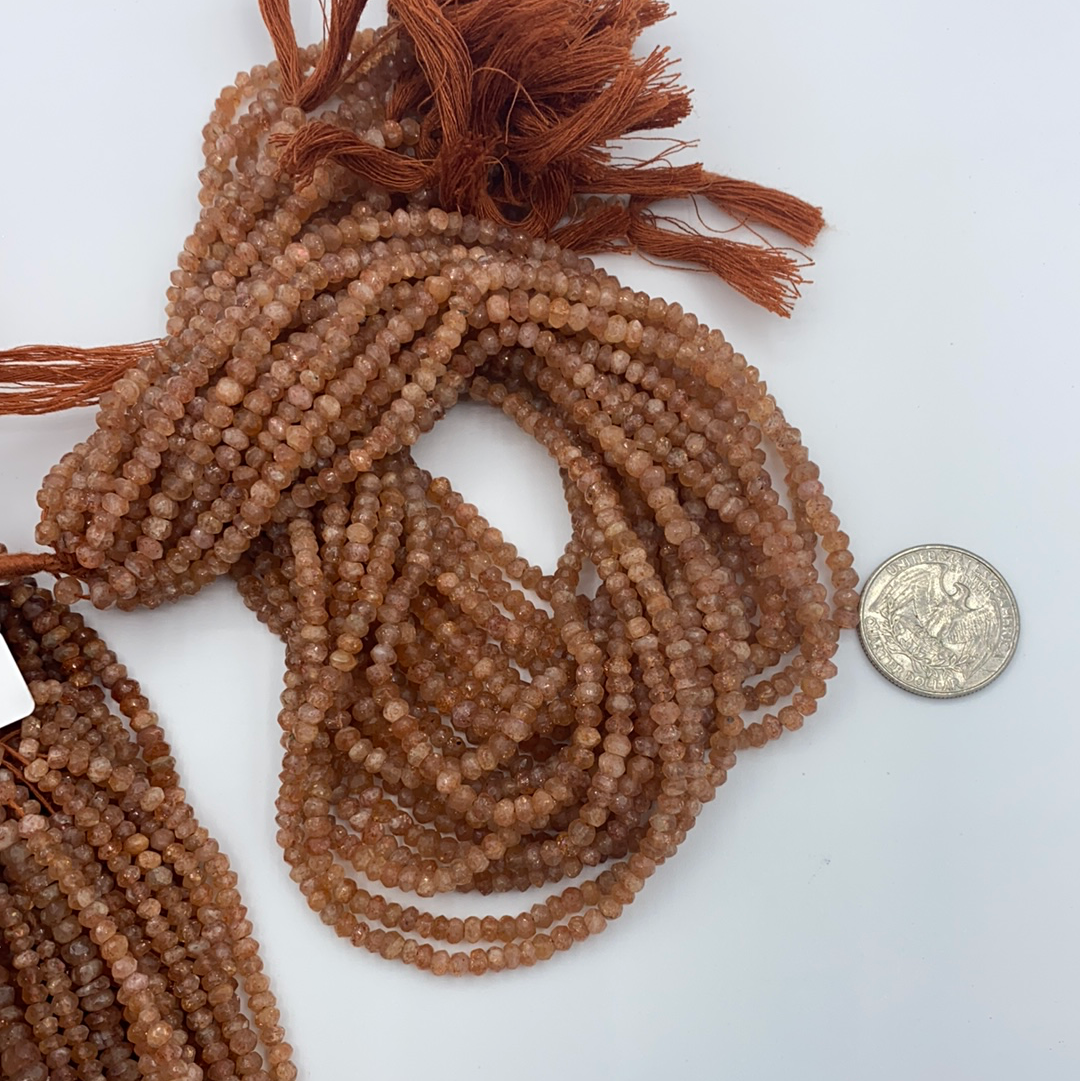 Sunstone Roundel Beads Facetted 3-4mm