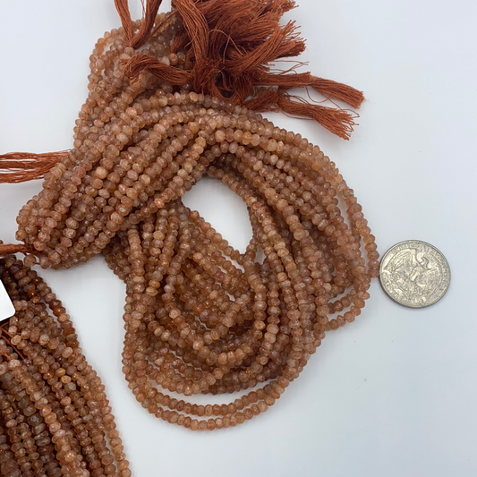 Sunstone Roundel Beads Facetted 3-4mm