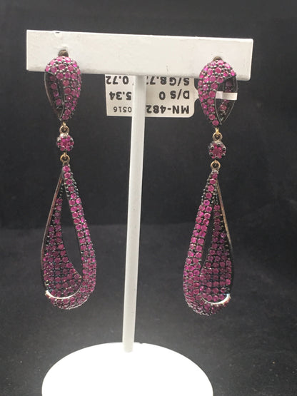 Diamond and Silver Black Rhodium Finish Earrings