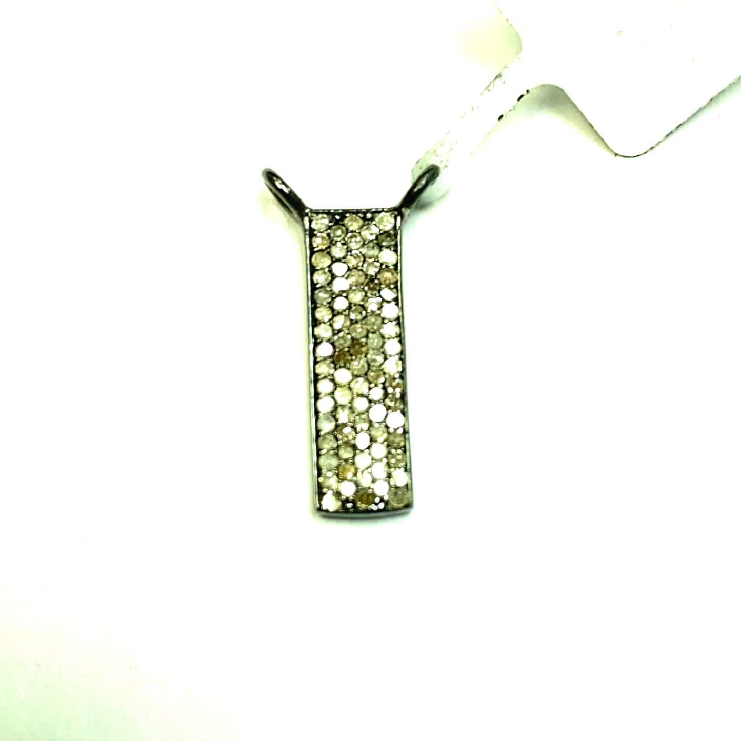 Rectangle Diamond Charms .925 Oxidized Sterling Silver Diamond Charms, Genuine handmade pave diamond Charm Size Approx 0.72"(6 x 18 mm)